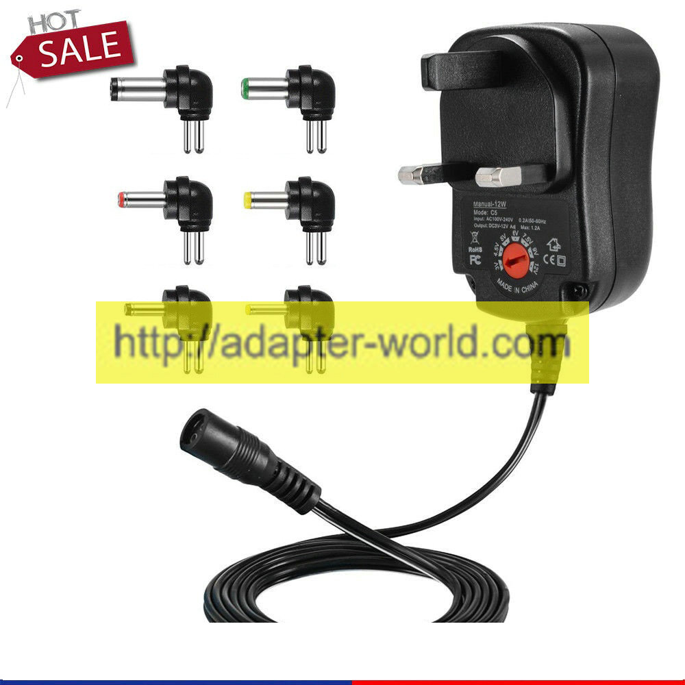 *Brand NEW* Universal Mains 3v 4.5v 6v 7.5v 9v 12v AC/DC Adaptor Plug Charger 1.2A POWER SUPPLY